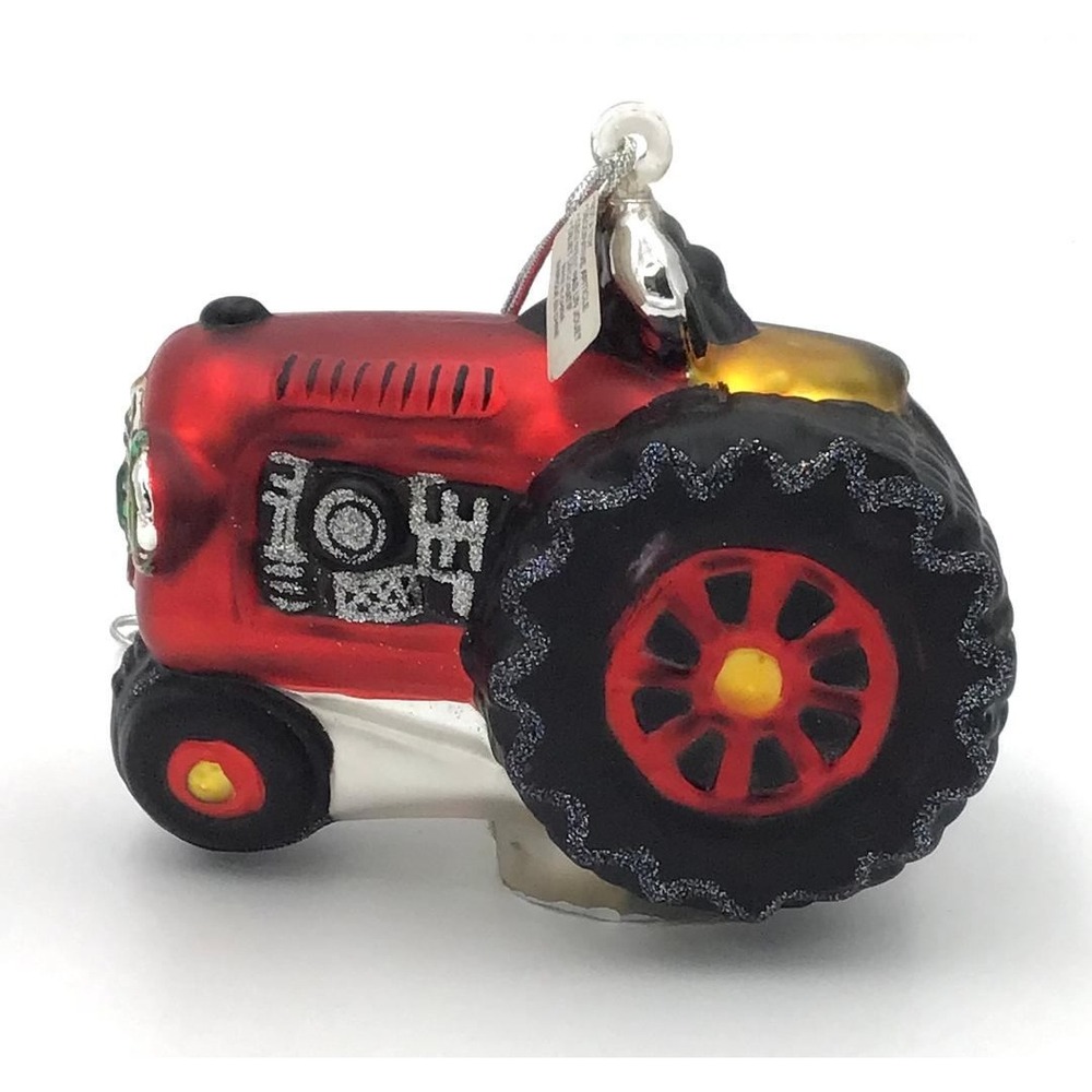 Department 56 Handblown Mercury Glass Red Tractor Christmas Ornament 4" x 4"